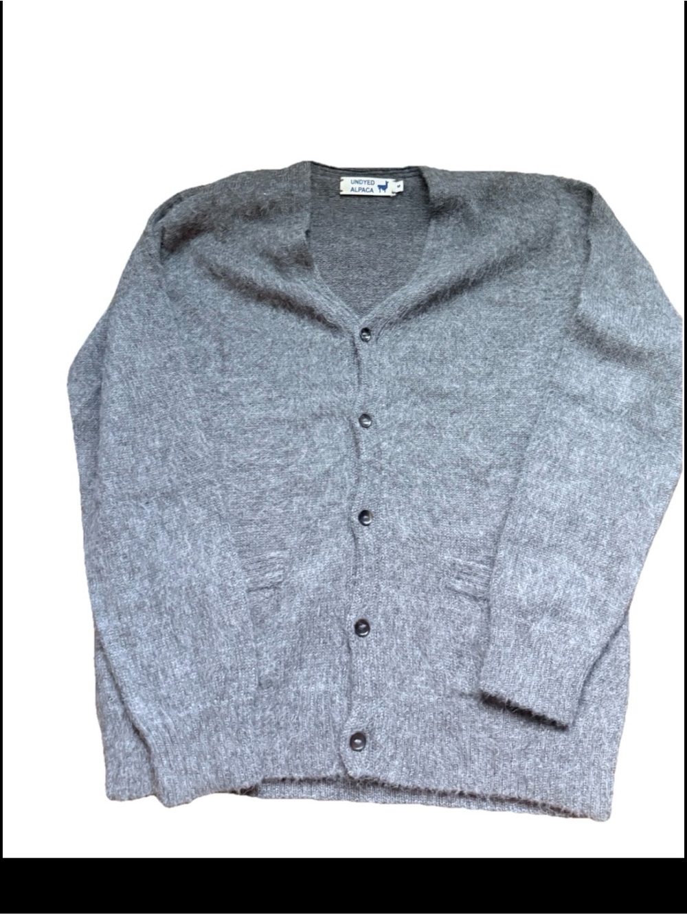 Industry of All Nations IOAN Alpaca Cardigan Sweater undyed Gray Bolivia Sz M